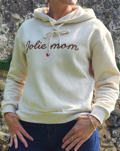 Sweat à capuche femme broderie Jolie Mom