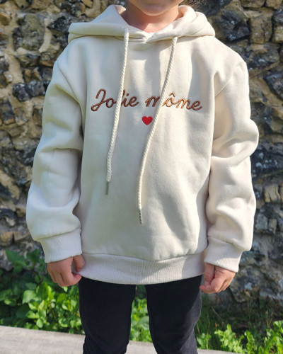 Sweat à capuche enfant broderie Jolie Môme