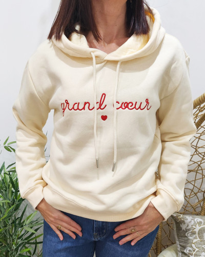 Sweat femme broderie Grand cœur