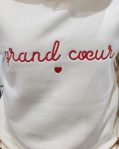 Sweat femme broderie Grand cœur