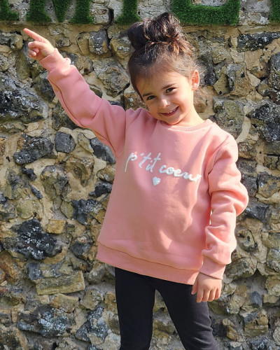 Sweat enfant rose broderie P'tit cœur