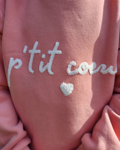 Sweat enfant rose broderie P'tit cœur