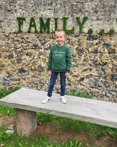 Sweat enfant vert broderie Telle mère tel fils