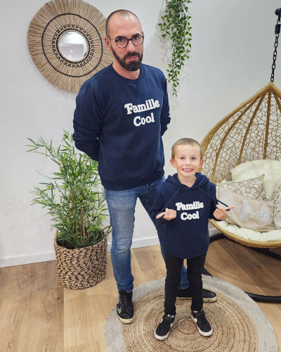 Sweat enfant à capuche bleu marine Family love - 24383