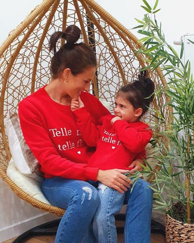 Sweat femme rouge broderie Telle mère telle fille