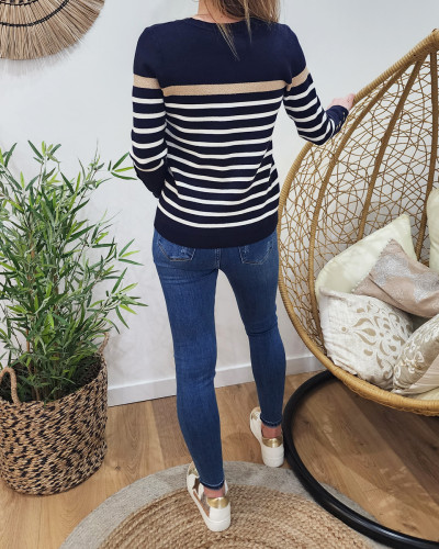 Pull marin femme col v 2025