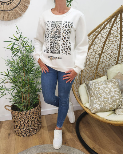 Sweat femme écru Animals