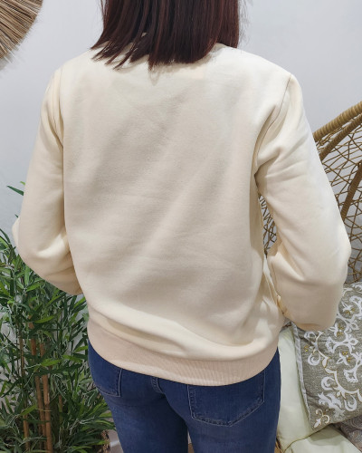Sweat femme beige broderie Bichette