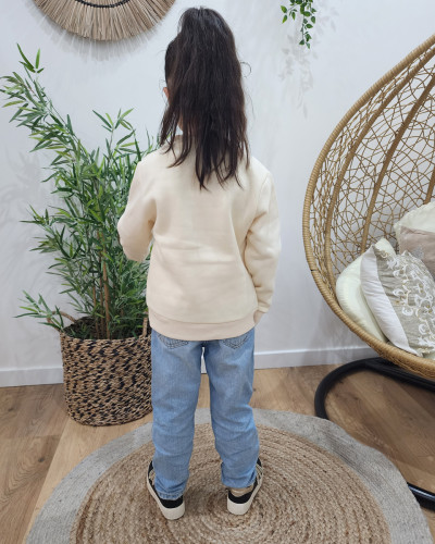 Sweat enfant beige broderie Bichette