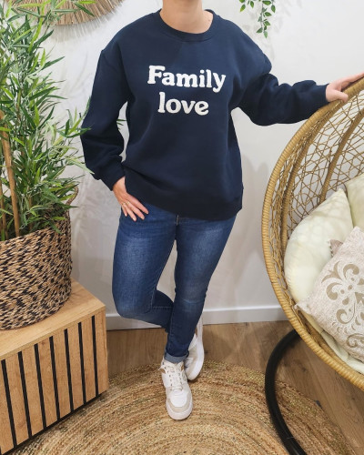 Sweat  bleu marine Family love