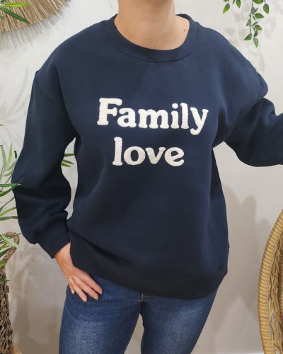 Sweat  bleu marine Family love