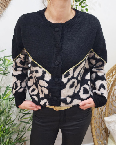 Pull noir et doré femme sale
