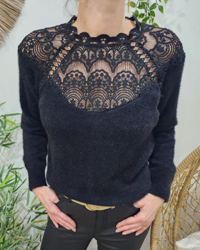 Pull noir ajouré best sale femme
