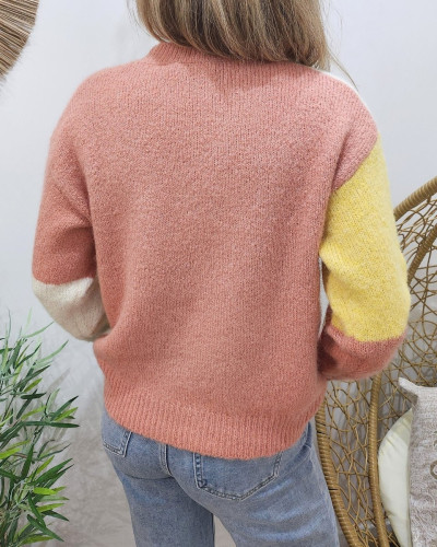 Pull femme rose écru jaune Ornella