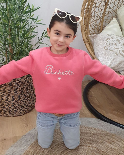 Sweat enfant rose broderie Bichette