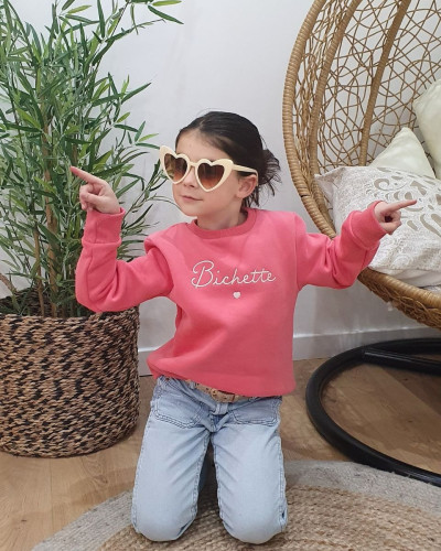 Sweat enfant rose broderie Bichette