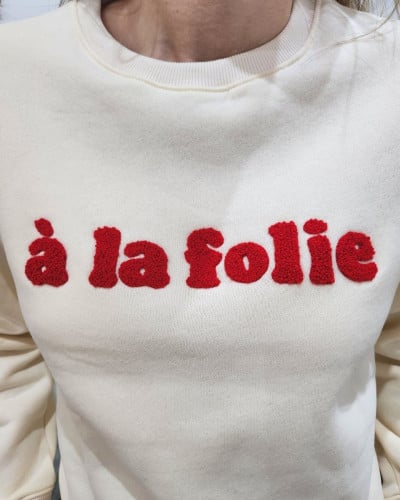 Sweat femme beige A la folie rouge