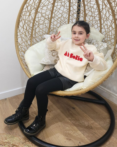 Sweat enfant beige A la folie rouge