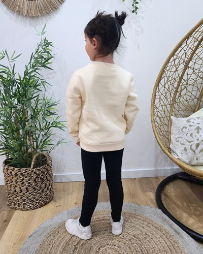 Sweat enfant beige broderie Bichette verte