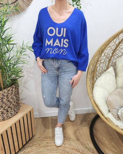 Pull femme Oui mais non pailleté