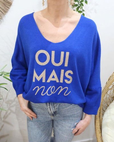 Pull femme Oui mais non pailleté
