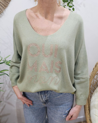 Pull femme Oui mais non pailleté