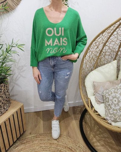 Pull femme Oui mais non pailleté
