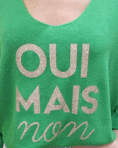 Pull femme Oui mais non pailleté