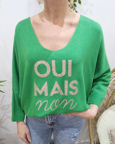 Pull femme Oui mais non pailleté