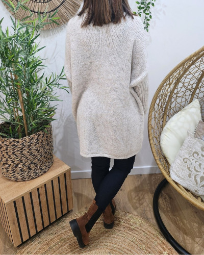 Pull femme croisé à col roulé