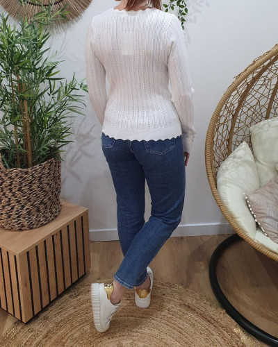 Pull fin femme écru Grazia
