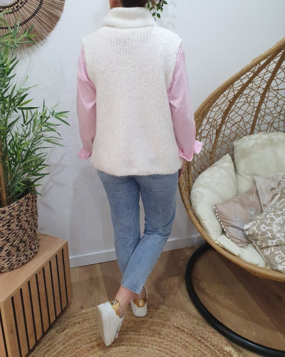 Pull femme sans manches col roulé Trudie