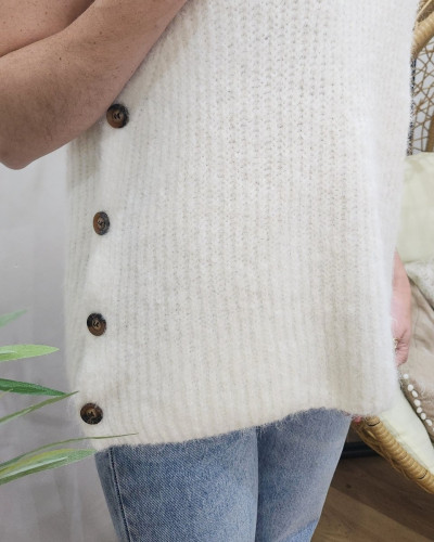 Pull femme sans manches col roulé Trudie