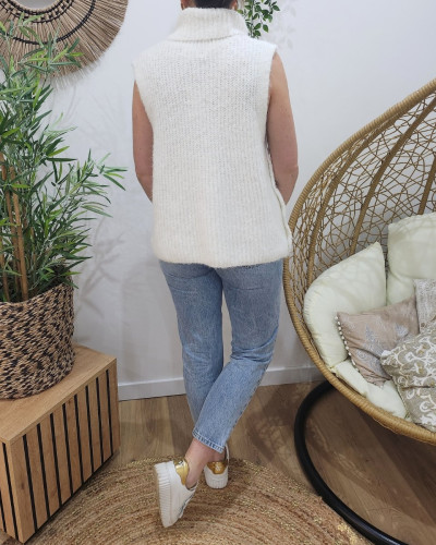 Pull femme sans manches col roulé Trudie