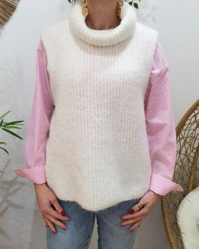 Pull femme sans manches col roulé Trudie