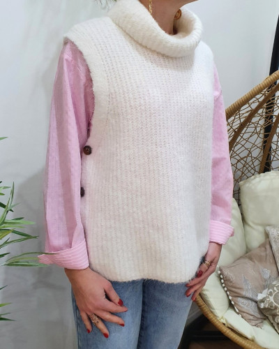 Pull femme sans manches col roulé Trudie