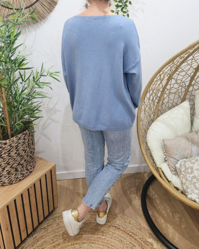 Pull femme col V bouche
