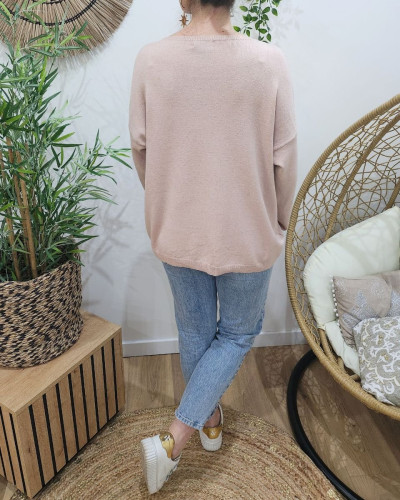 Pull femme col V bouche
