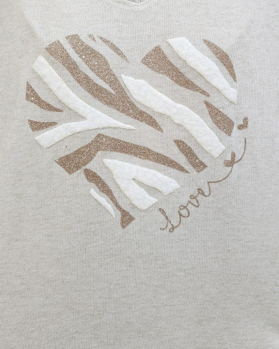 Pull femme oversize coeur zébré