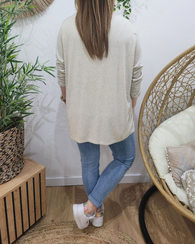 Pull femme oversize coeur zébré