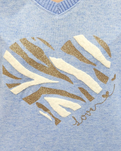Pull femme oversize coeur zébré
