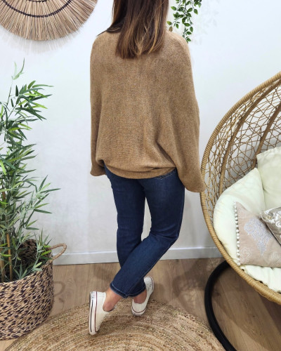 Pull femme asymétrique noué Belladone