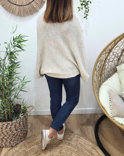 Pull femme asymétrique noué Belladone