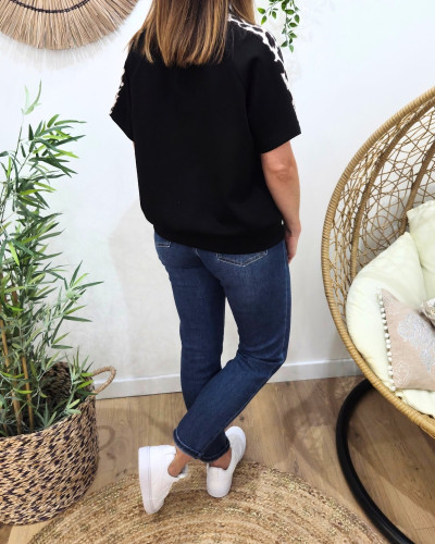 Pull fin femme sportswear manches léopard