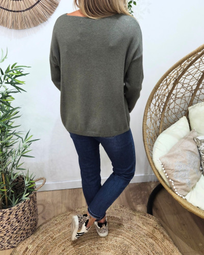 Pull fin femme uni col V Bérénice
