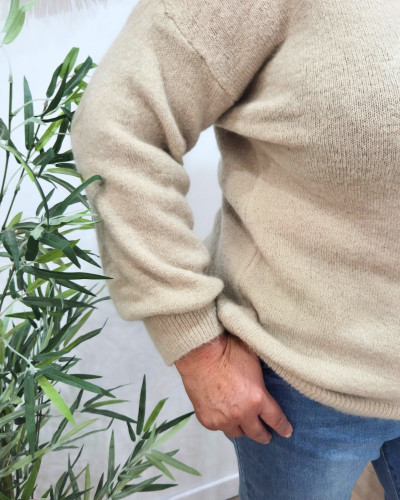 Pull femme uni col V Daphnéa