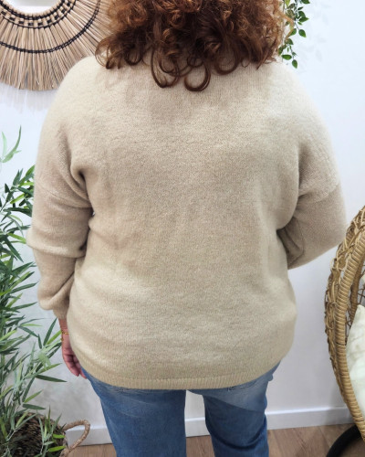 Pull femme uni col V Daphnéa