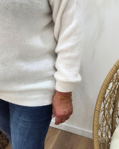 Pull femme uni col V Daphnéa