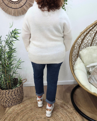 Pull femme uni col V Daphnéa
