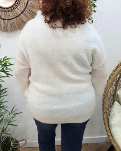 Pull femme uni col V Daphnéa
